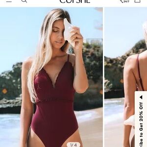 Cupshe Burgundy Ruffled One-Piece Swimsuit